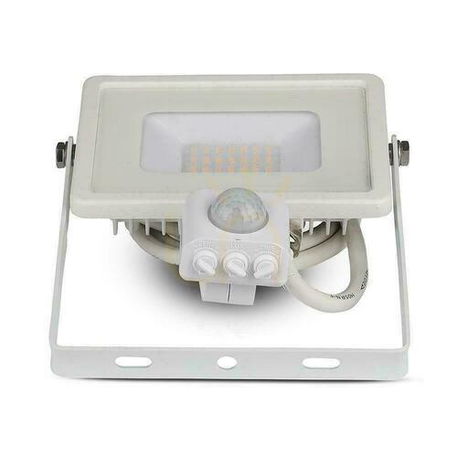 Verifica V-TAC 20W LED Proiector SAMSUNG CHIP Senzor de mișcare Funcție Cut-OFF Alb VT-20-S-B 6400K 1600lm 5 ani garanție