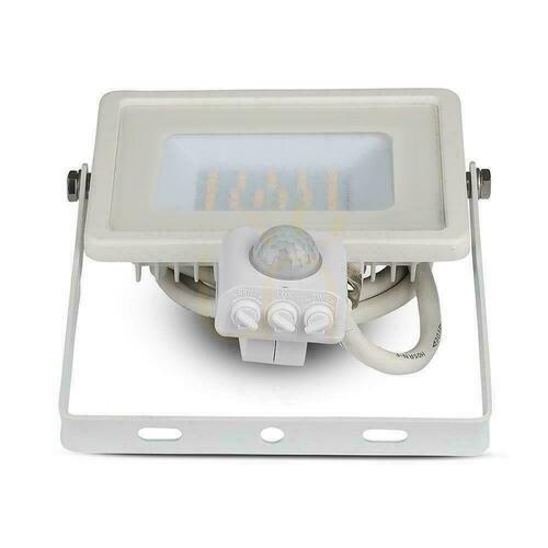 Verifica V-TAC 30W SAMSUNG CHIP LED Proiector senzor de mișcare cu funcție de oprire alb VT-30-S-W 3000K 2400lm 5 ani garanție