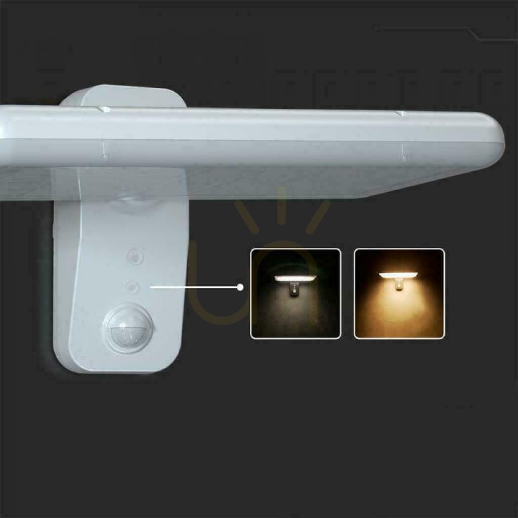 previzualizare V-TAC 15W CCT senzor de mișcare IP65 alb VT-414 4000K-6000K 2000lm lampă solară de perete montată pe perete de grădină. V-TAC 15W CCT senzor de mișcare IP65 alb VT-414 4000K-6000K 2000lm lampă solară de perete montată pe perete de grădină.