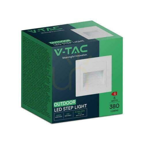 Verifica V-TAC 5W LED pătrat alb 230V VT-1129 3000K 380lm LED corp de iluminat pentru scări.