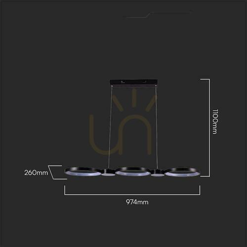 Verifica Lustră suspendată LED design 38W 3000K 4560lm neagră VT-7820 V-TAC