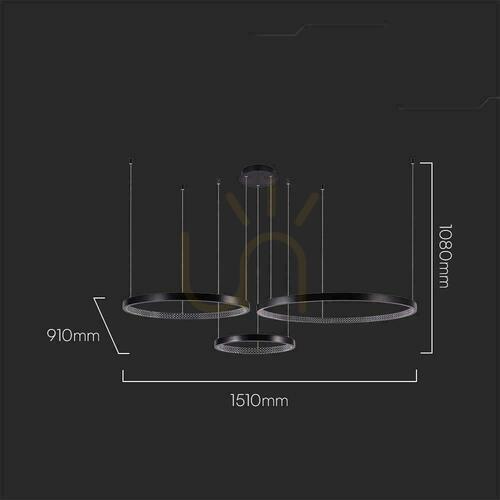 Verifica Suspensie LED 57W 6840lm 4000K neagră 5 inele 151 cm VT-7824 V-TAC