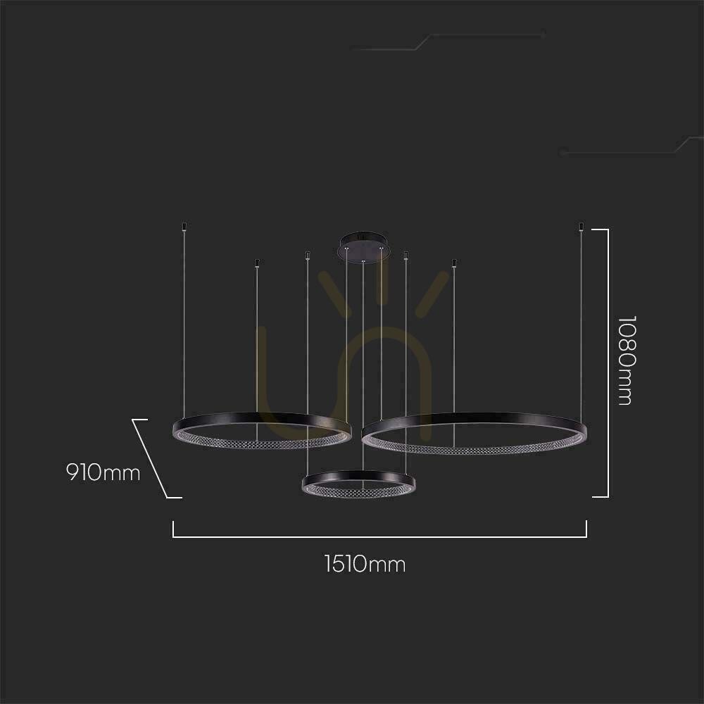 Vedere V-TAC 57W LED pandantiv corp de iluminat negru VT-7824 4000K 6840lm V-TAC 57W LED pandantiv corp de iluminat negru VT-7824 4000K 6840lm