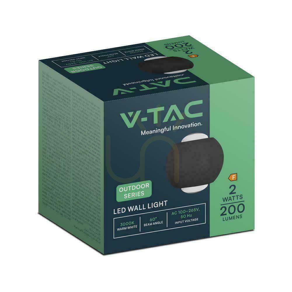 Spectacol Montat pe perete, de sus în jos, V-TAC 2W LED IP54 Negru VT-2502 3000K 200lm Montat pe perete, de sus în jos, V-TAC 2W LED IP54 Negru VT-2502 3000K 200lm