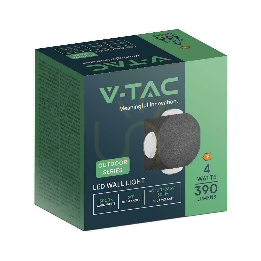 Vedere Montat pe perete V-TAC 4W LED IP54 Negru VT-2544 3000K 390lm Montat pe perete V-TAC 4W LED IP54 Negru VT-2544 3000K 390lm