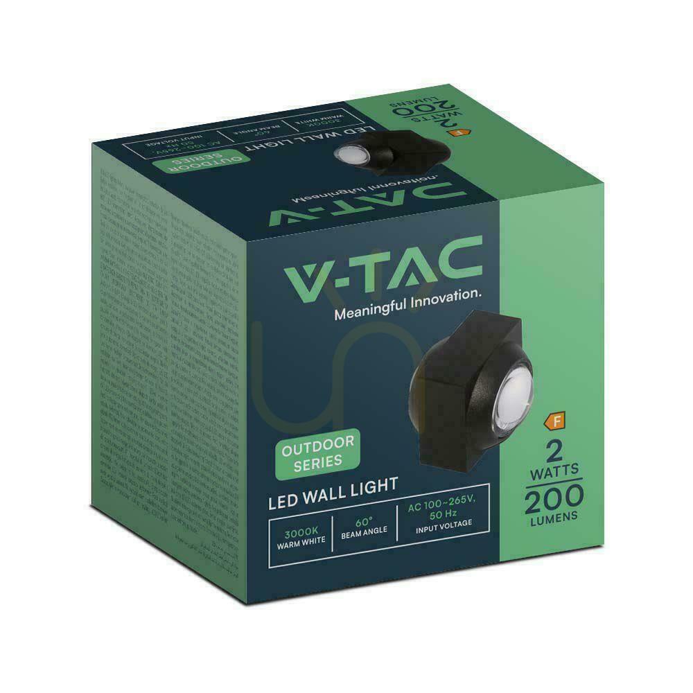 Afişa Montat pe perete, de sus în jos, V-TAC 2W LED IP54 Negru VT-2503 4000K 200lm Montat pe perete, de sus în jos, V-TAC 2W LED IP54 Negru VT-2503 4000K 200lm