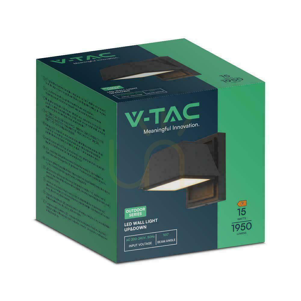 Vedere Lampă de perete V-TAC 14W LED negru sus jos IP65 VT-1192 3000K 1950lm. Lampă de perete V-TAC 14W LED negru sus jos IP65 VT-1192 3000K 1950lm.
