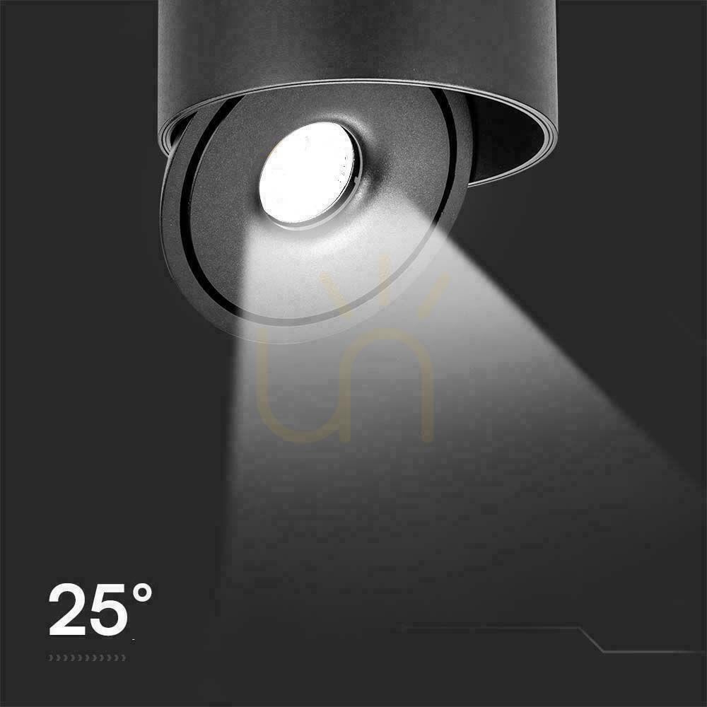 Vedere Downlight de suprafață V-TAC 28W Tilt CRI90 CCT Negru VT-2833 3000K-4000K-6400K 2500lm. Downlight de suprafață V-TAC 28W Tilt CRI90 CCT Negru VT-2833 3000K-4000K-6400K 2500lm.