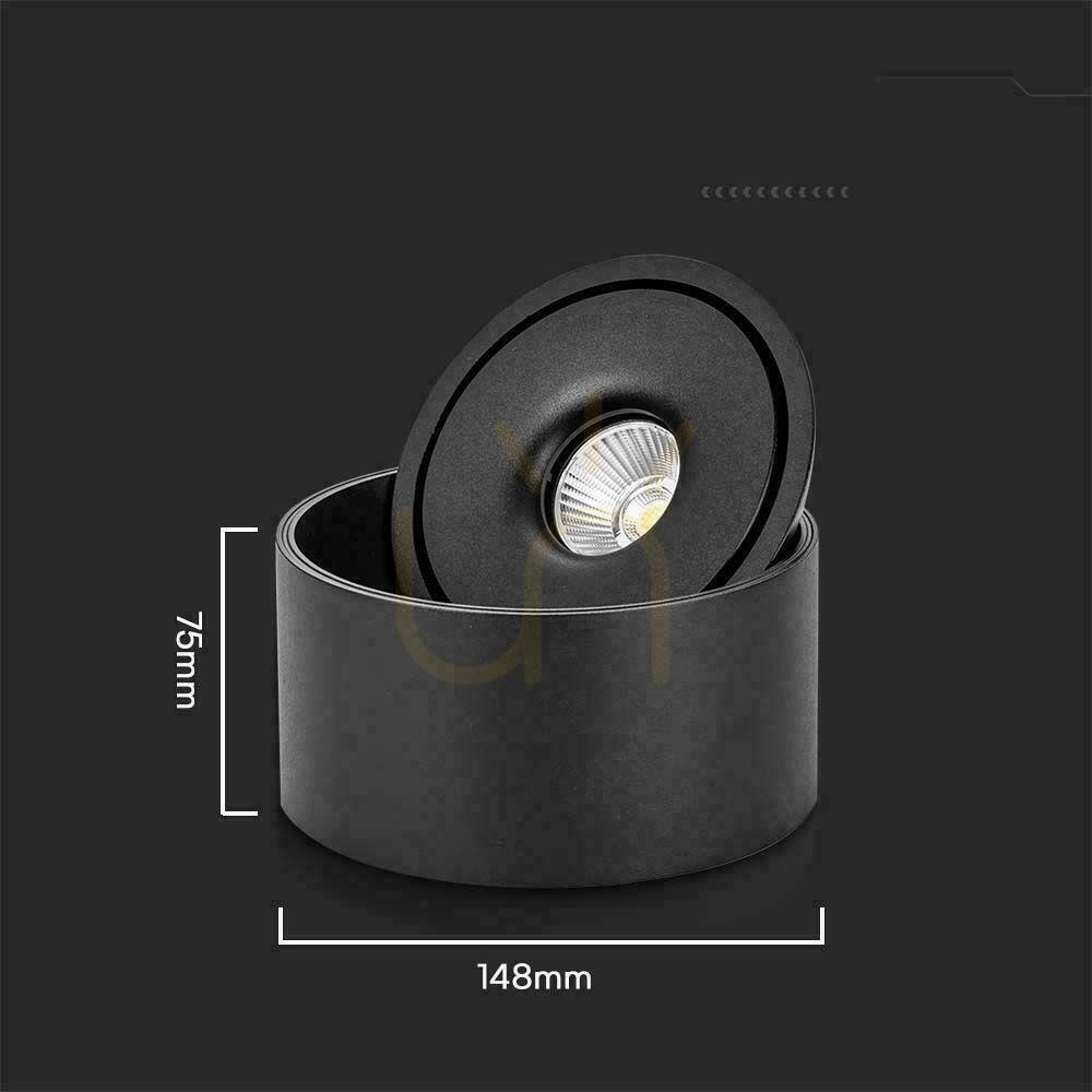 Vedere Downlight de suprafață V-TAC 28W Tilt CRI90 CCT Negru VT-2833 3000K-4000K-6400K 2500lm. Downlight de suprafață V-TAC 28W Tilt CRI90 CCT Negru VT-2833 3000K-4000K-6400K 2500lm.