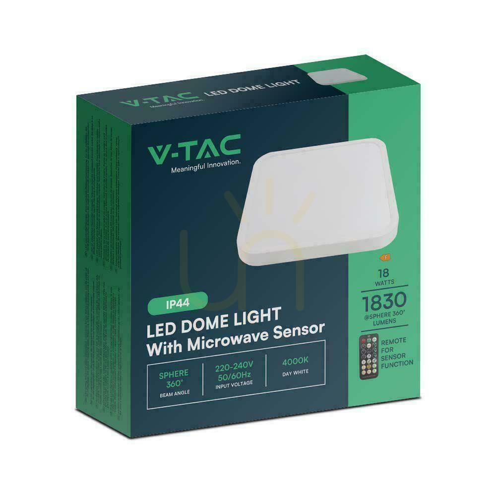 Spectacol Plafond V-TAC 36W LED pătrat 42x42cm montat la suprafață Pilot senzor de mișcare IP44 alb VT-8630S 4000K 3820lm Plafond V-TAC 36W LED pătrat 42x42cm montat la suprafață Pilot senzor de mișcare IP44 alb VT-8630S 4000K 3820lm