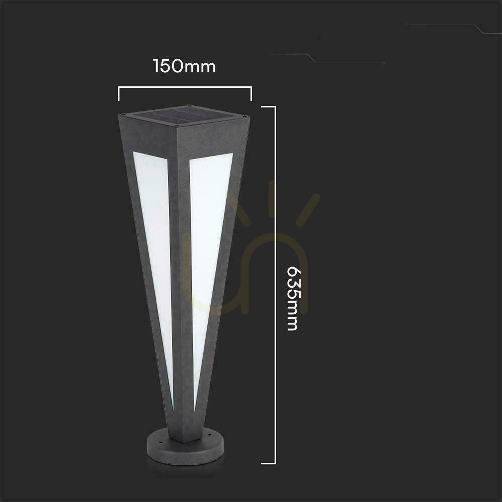 Afişa V-TAC Solar Garden Pole 3-5W LED IP65 Pilot 64cm Negru VT-7654 3000K V-TAC Solar Garden Pole 3-5W LED IP65 Pilot 64cm Negru VT-7654 3000K