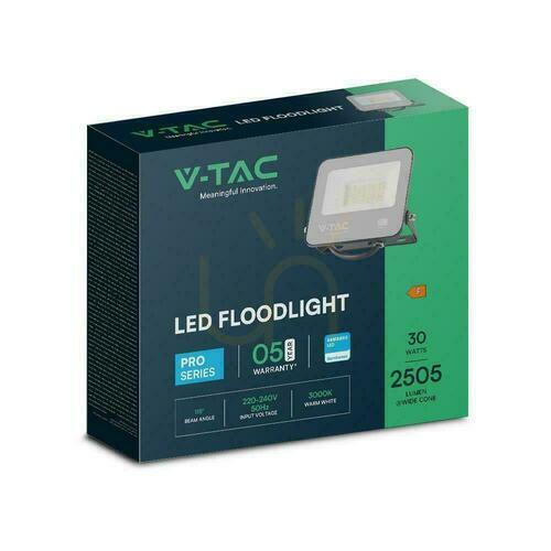 Verifica Proiector LED V-TAC 30W 100Lm/W Cablu 1mb SAMSUNG CHIP Negru VT-44035 3000K 2505lm 5 ani garanție
