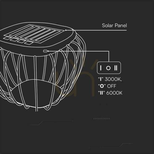 Verifica V-TAC 1W LED IP44 portabil Solar Drugscreens lampă de culoare schimbare negru 42x30cm VT-7993 3000K-6000K 120lm