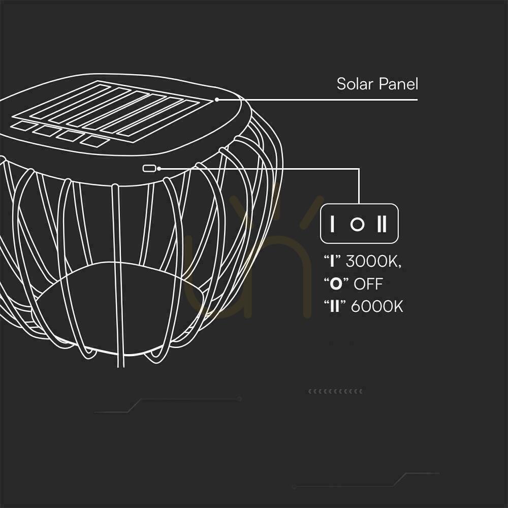 Vedere Portabil V-TAC 1W LED lampă solară imprimabilă IP44 schimbare de culoare gri 42x30cm VT-7993 3000K-6000K 120lm. Portabil V-TAC 1W LED lampă solară imprimabilă IP44 schimbare de culoare gri 42x30cm VT-7993 3000K-6000K 120lm.