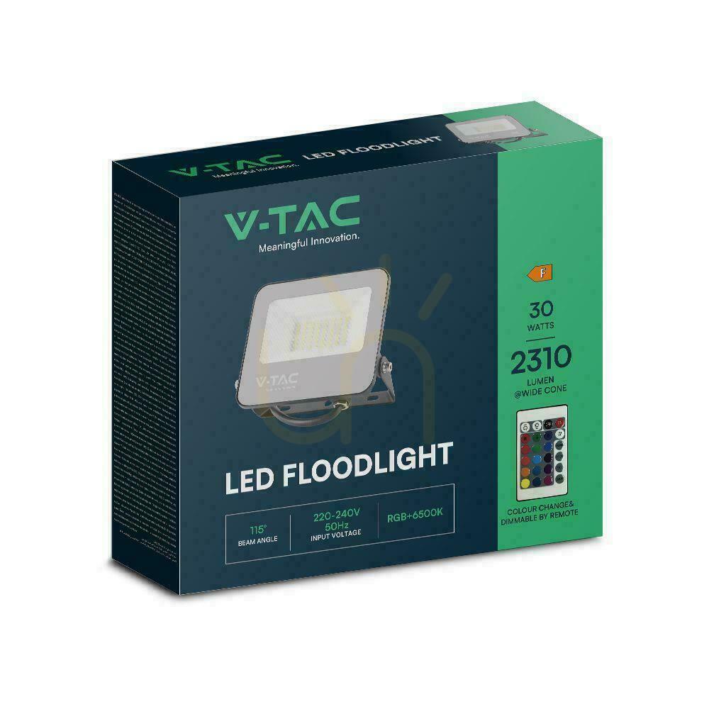 Spectacol V-TAC LED proiector 30W negru IP65 Pilot VT-44034 RGB + 6500K 2310lm V-TAC LED proiector 30W negru IP65 Pilot VT-44034 RGB + 6500K 2310lm