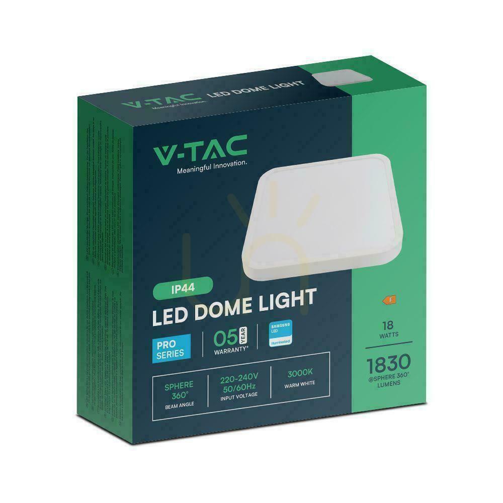 previzualizare Plafond V-TAC 18W LED SAMSUNG CHIP Square 25x25cm Suprafață IP44 Alb VT-8618 3000K 1830lm 5 ani garanție Plafond V-TAC 18W LED SAMSUNG CHIP Square 25x25cm Suprafață IP44 Alb VT-8618 3000K 1830lm 5 ani garanție
