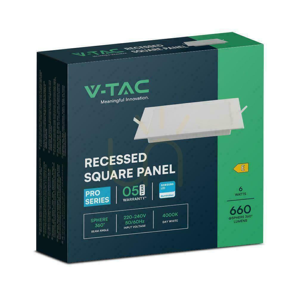 Spectacol V-TAC 6W LED SAMSUNG CHIP Panou încastrat pătrat 120x120mm VT-61006SQ-S 4000K 660lm V-TAC 6W LED SAMSUNG CHIP Panou încastrat pătrat 120x120mm VT-61006SQ-S 4000K 660lm