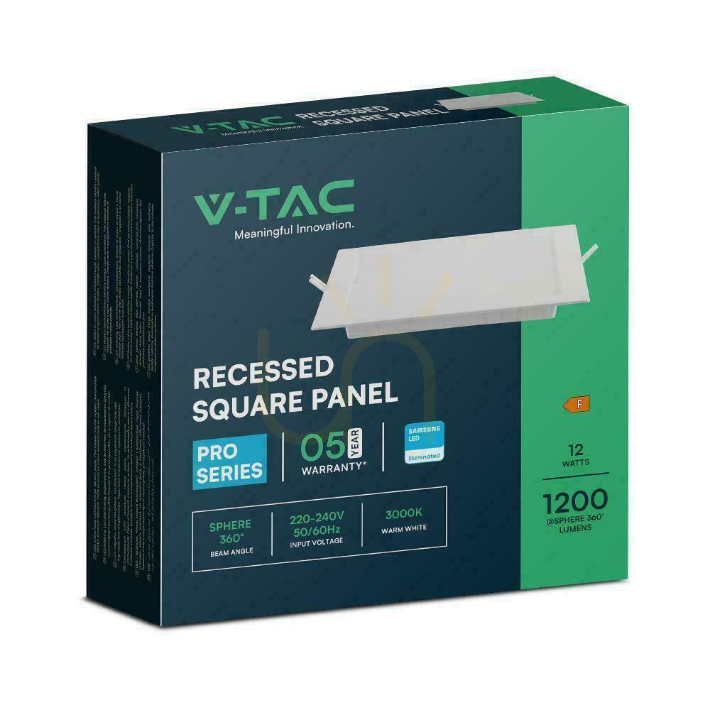 Spectacol V-TAC Panou încastrat 12W LED SAMSUNG CHIP Square 170x170mm VT-61012SQ-S 3000K 1200lm V-TAC Panou încastrat 12W LED SAMSUNG CHIP Square 170x170mm VT-61012SQ-S 3000K 1200lm