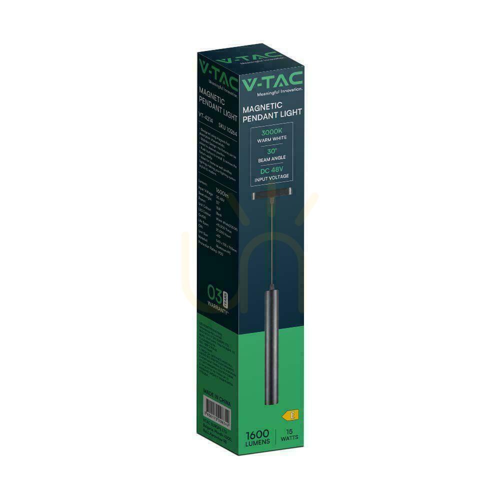Vedere 48V V-TAC 15W LED 30st negru VT-4214 3000K 1600lm 3 ani garanție Pandantiv Magnetic Rail Luminaire 48V V-TAC 15W LED 30st negru VT-4214 3000K 1600lm 3 ani garanție Pandantiv Magnetic Rail Luminaire