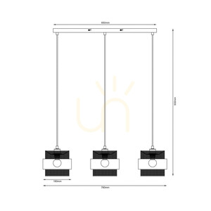 Pendul Italux Bans cu 3 surse E27, auriu și negru, PND-27467-3-BK-GD small 4