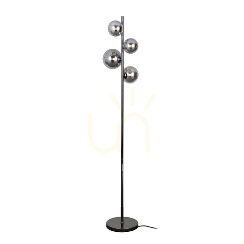 Verifica Lampă de podea Italux Canello G9 4x Smoky Negru 160 cm FL-406007-4-BCR