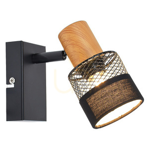 Spot de perete Italux Coletta SPL-90110-1, negru cu lemn, 1 × E14 small 0