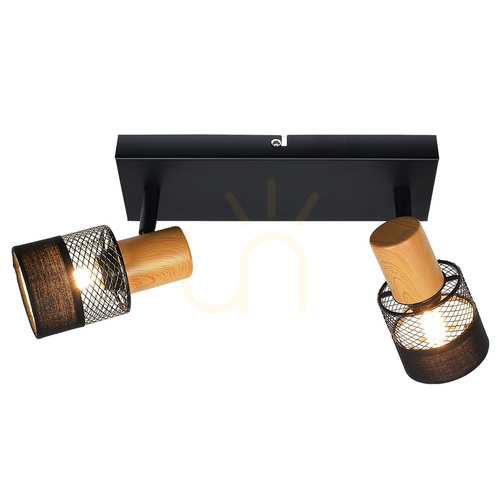Verifica Spot Italux Coletta negru 2xE14 metal lemn SPL-90110-2