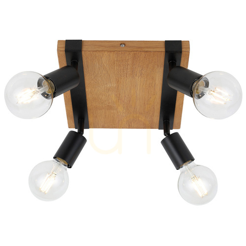 Verifica Spot Italux Molini negru 4xE27 metal lemn SKU SPL-2079-4