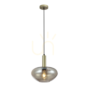 Lampă suspendată Italux Gater E27, aurie, sticlă șampanie, Ø 28 cm PND-23541A-1-GD-CH small 0