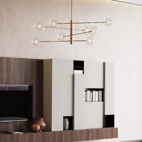 Verifica Lustră suspendată Ideallux Equinoxe SP8 Ambra Sfumato crom 128 cm 345420