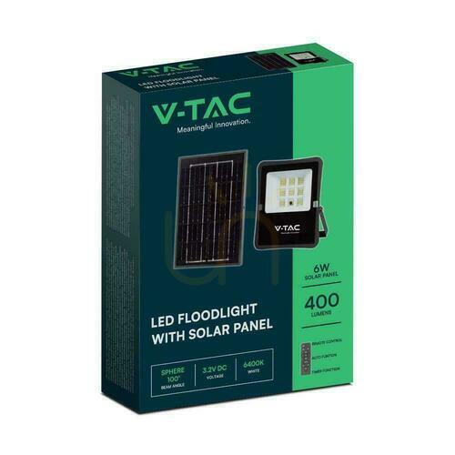 Verifica V-TAC 6W Solar LED proiector telecomandă, AUTO, temporizator IP65 VT-55050 4000K 400lm