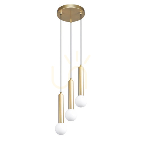 Verifica Lampă suspendată Italux Filano aurie, 3 globuri din sticlă opal, 3xG9, PND-33574-3-GD