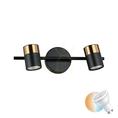 Verifica Aplica de perete Italux Elice negru 2xGU10 LED WL-58892-2-BK-BRO