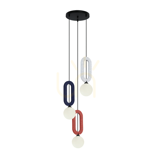 Verifica Lustră suspendată Italux Masso 3x G9 gri albastru roșu Ø32 cm PND-59839-3-MLTI