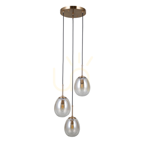 Verifica Pendul Italux Meolo 3xE14 aurie amber, diametru 35 cm, PND-40825-3-GD