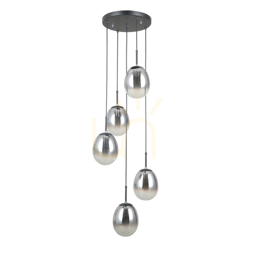 Verifica Pendant Italux Meolo 5xE14 Smoky Negru Ø42 cm PND-40825-5-BK