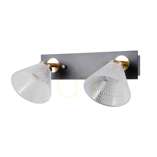 Verifica Lampă de perete Italux Orella LED neagră 2 puncte sticlă transparentă WL-34393-2-BK-HBR