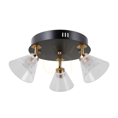 Verifica Lampă de perete Italux Orella LED 3 puncte neagră sticlă transparentă WL-34393-3R-BK-HBR