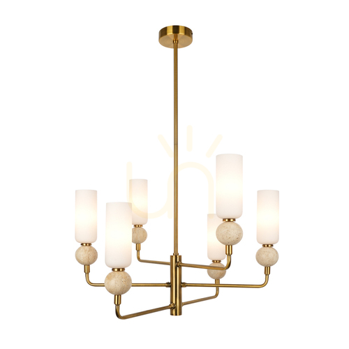 Verifica Pendul Italux Santos cu 6 surse G9, auriu/bej, Ø55 cm, PND-95331-6-BRSS