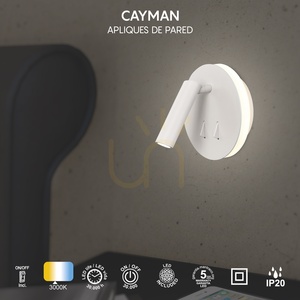 Aplică LED cu lumină pentru citit Mantra CAYMAN 6080, alb mat, 3000 K small 3