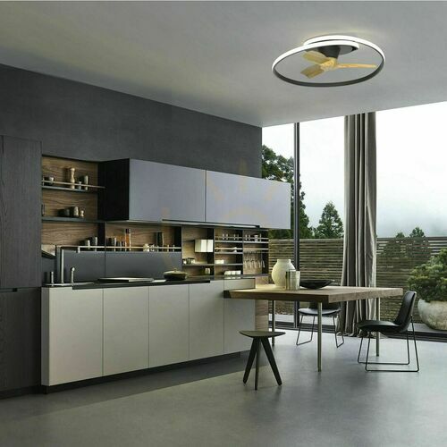 Verifica Ventilator de tavan cu iluminare LED Mantra OCEAN 8236, negru, pale cu aspect de lemn