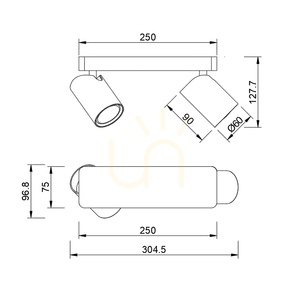 Spot de tavan Mantra SAL 6282, alb mat, 2 × GU10 small 4