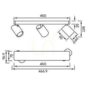 Bară cu spoturi de plafon Mantra SAL 8488, 3×GU10, auriu/negru small 4