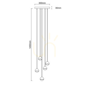 Lampă suspendată LED Bolicina V Gold Open Design Highlights, sticlă transparentă, 5x5W, 3000K small 3