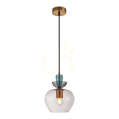 Verifica Pendul Italux Fanda, sticlă roz, auriu, E27, 19 cm, PND-31882-1-GD-PK