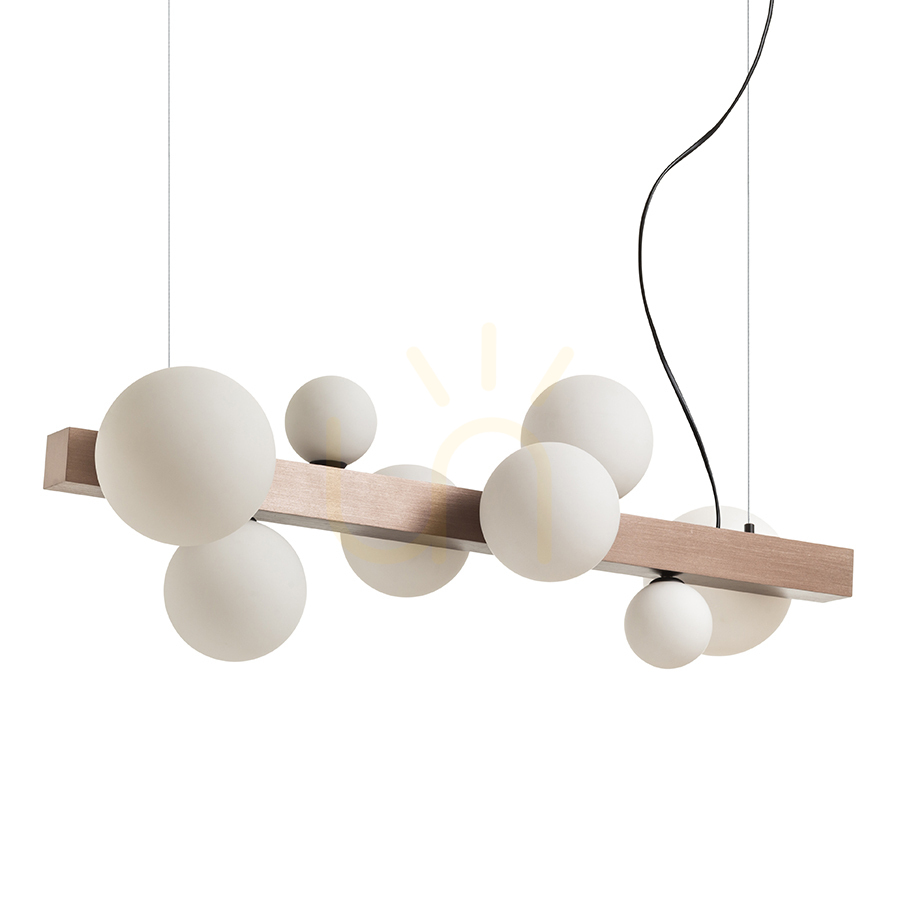 Vedere Rendl R14554 Lampă suspendată Kassandra, sticlă opală multipunct alungită/bronz lustruit Rendl R14554 Lampă suspendată Kassandra, sticlă opală multipunct alungită/bronz lustruit