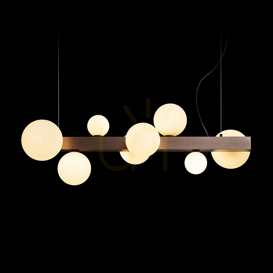previzualizare Rendl R14554 Lampă suspendată Kassandra, sticlă opală multipunct alungită/bronz lustruit Rendl R14554 Lampă suspendată Kassandra, sticlă opală multipunct alungită/bronz lustruit