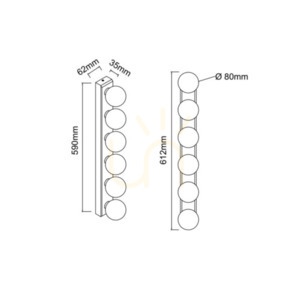 Lampă de perete Merino Open Design Highlights alb crom 590 mm IP44 G9 6 becuri small 4