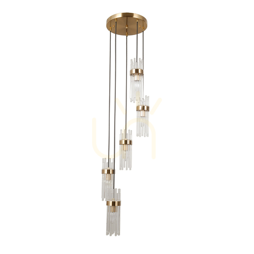 Verifica Pendul Italux Gold Taraso 3xE14 sticlă transparentă, auriu, Ø26 cm PND-40760-5-HBR