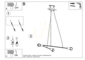 Lampă suspendată ASTRAL 3 neagră Sollux small 4
